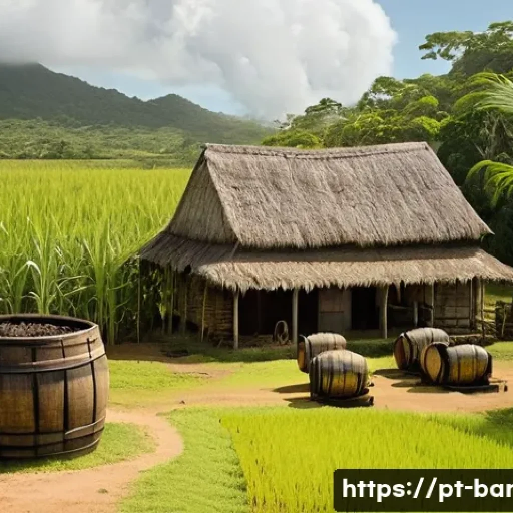 바베이도스 럼주 역사 - **Prompt 1: The Birth of Bajan Rum - 17th Century Distillery Scene**
"A vibrant, historically ac...