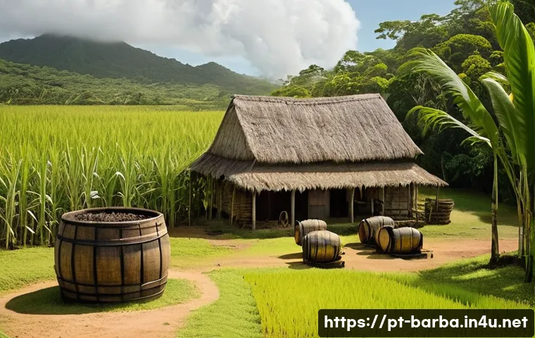 바베이도스 럼주 역사 - **Prompt 1: The Birth of Bajan Rum - 17th Century Distillery Scene**
    "A vibrant, historically ac...