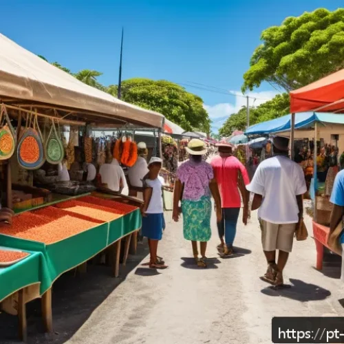 Home 29 바베이도스 여행 시 주의할 점 - A vibrant street market scene in Barbados during daytime, featuring local artisans selling handmade ...